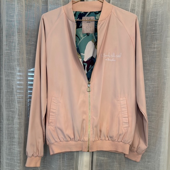 The Beverly Hills Hotel Blush Pink Bomber Jacket - Picture 1 of 10
